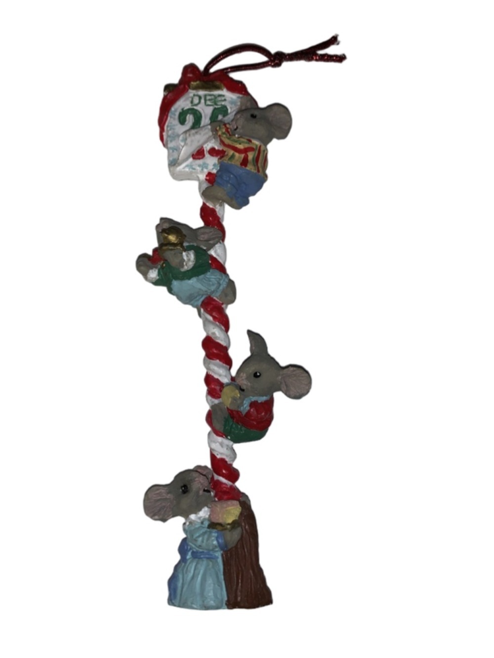 Unbranded Holiday Mice on Candy Cane Ornament One Size Red White